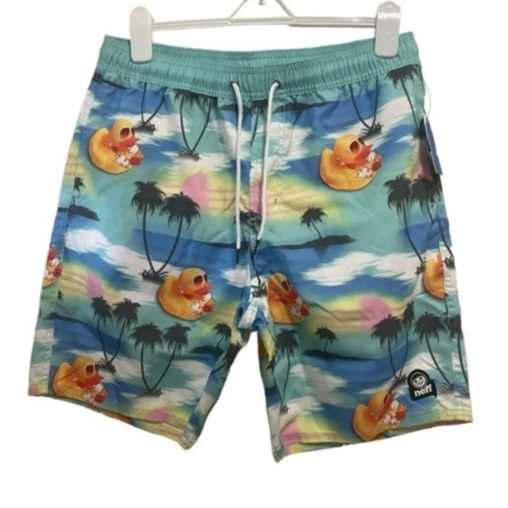 Neff Mens Vlly Hot Tub duck blue swim wear NWT Sz Large